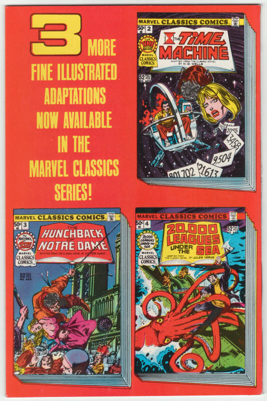 Marvel Classics Comics Series #1 back cover