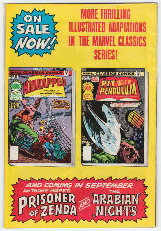 Marvel Classics Comics Series #28 back cover