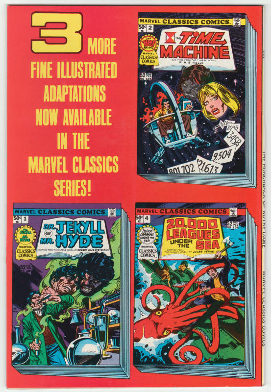 Marvel Classics Comics Series #3 back cover