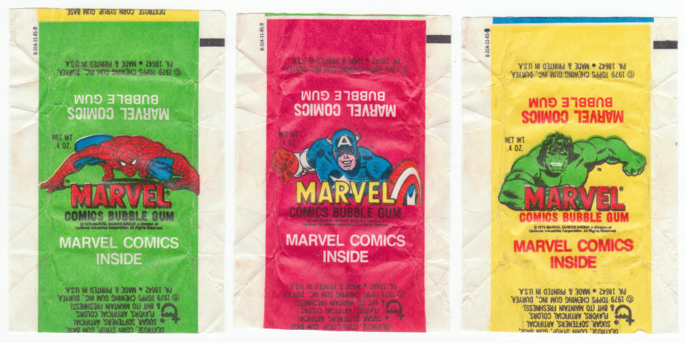 1979 Topps Marvel Comics Bubble Gum Wrappers
