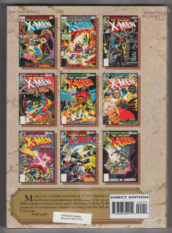 Marvel Masterworks Volume 24 The X-Men back cover