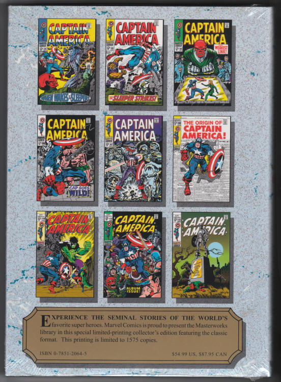 Marvel Masterworks Volume 64 Captain America back cover