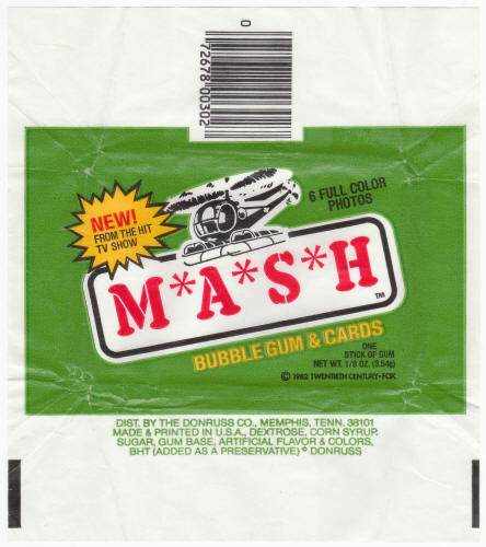 1982 Donruss MASH Trading Cards Wrapper