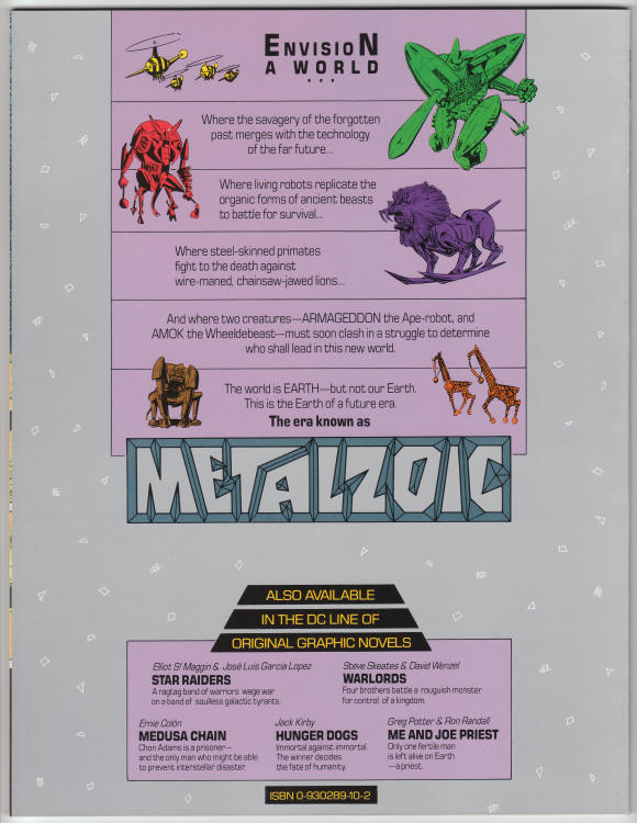 DC Graphic Novel #6 Metalzoic back cover