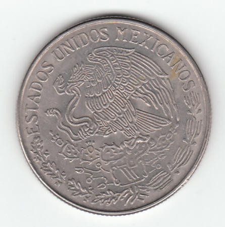 1971 Mexico 1 Peso Coin reverse