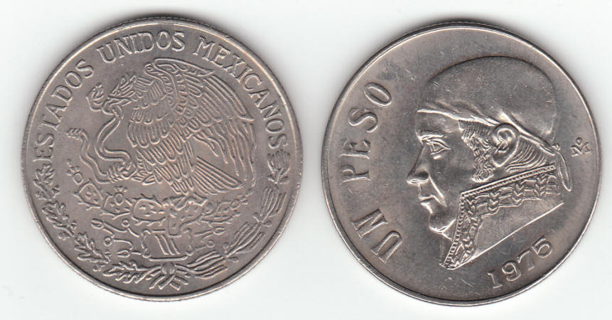 1975 Mexico 1 Un Peso Coin
