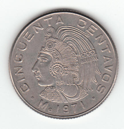 1971 Mexico 50 Centavos Coin obverse