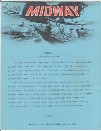 Midway 1976 Production Notes