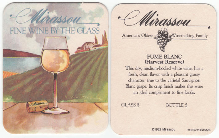 Mirassou Wine Coaster front back