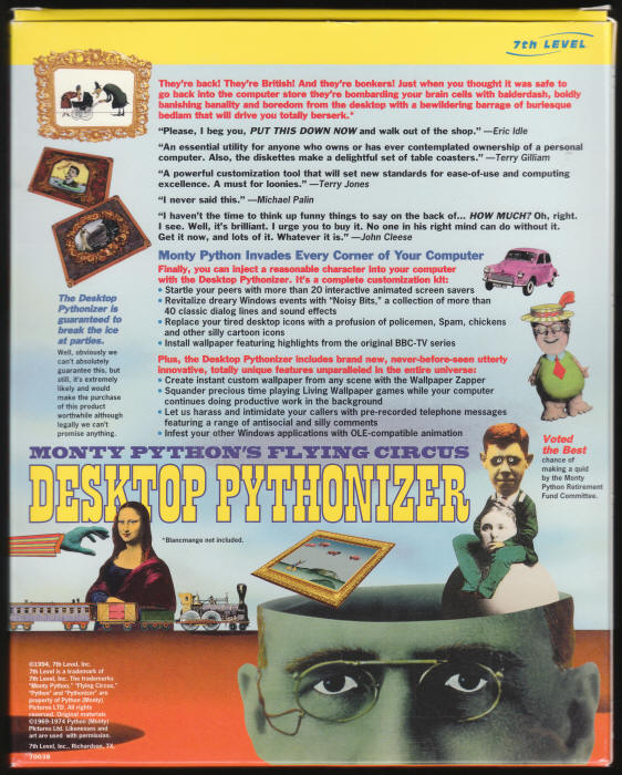 Monty Python Desktop Pythonizer box back