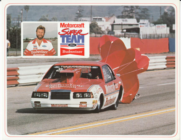 Larry Cummings in a Ford Thunderbird Super Gas Dragster