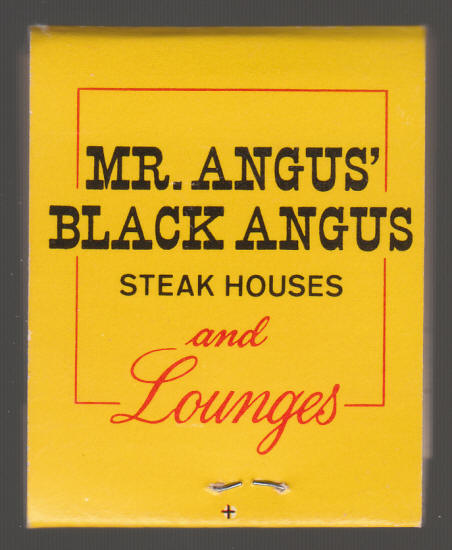 Mr Angus Black Angus Restaurant Matchbook back