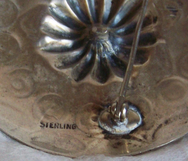 Navajo Sterling Silver Concha Pin hallmark