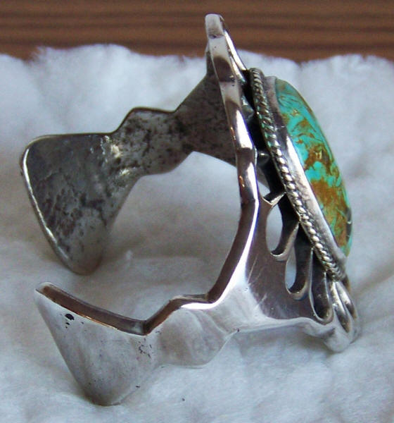 Navajo Turquoise Silver Cuff Bracelet side