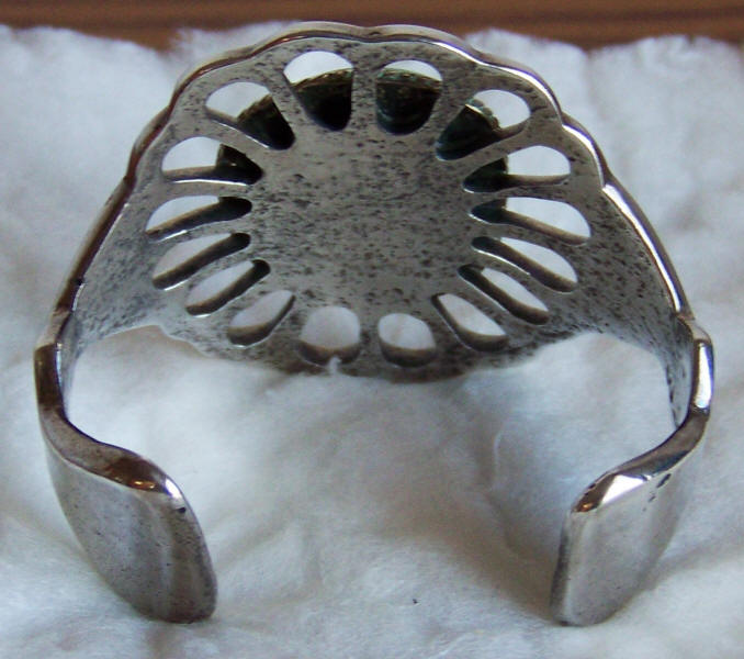 Navajo Turquoise Silver Cuff Bracelet back
