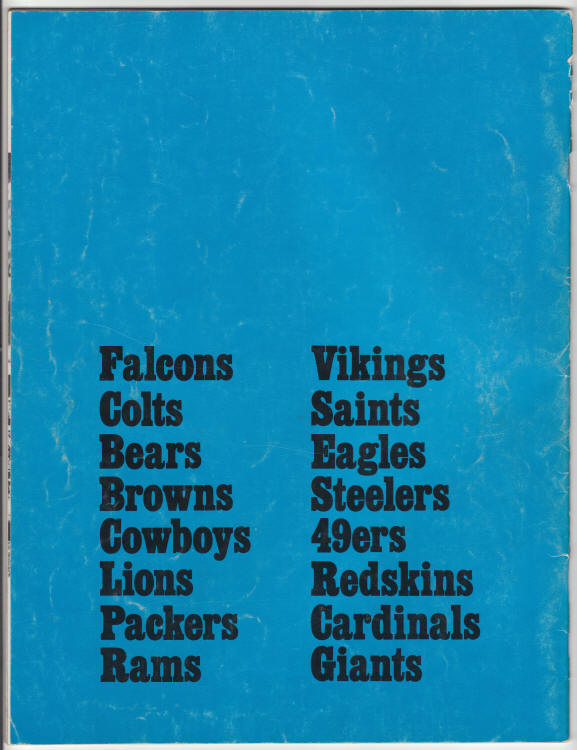 NFL Players 1969 Official Autograph Yearbook back cover