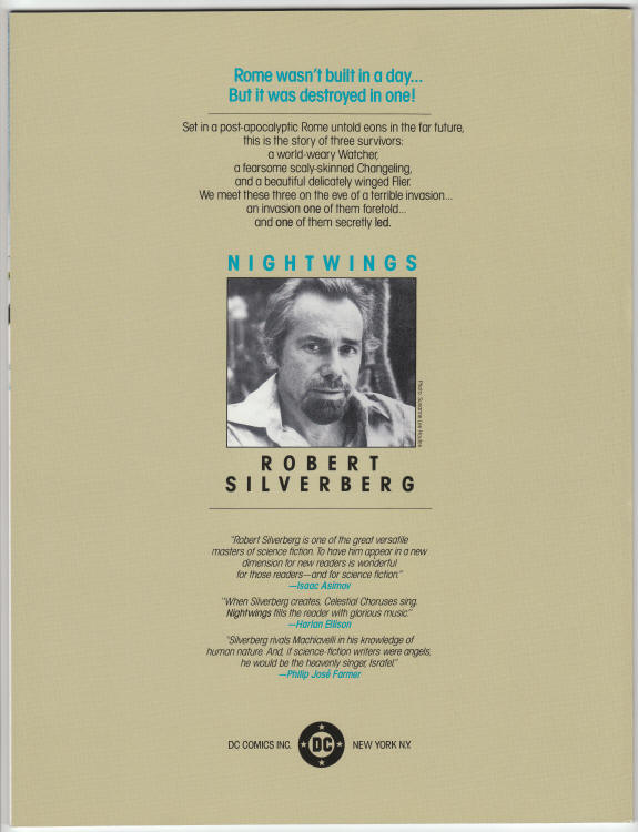 DC Science Fiction Graphic Novel 2 Nightwings Robert Silverberg back cover