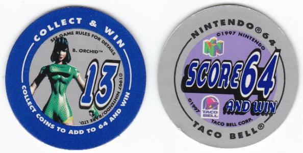 Nintendo 64 Taco Bell Game Piece front and back