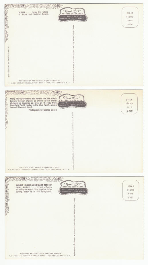 Oahu Hawaii Post Cards