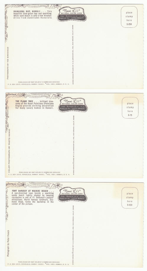 Oahu Hawaii Post Cards