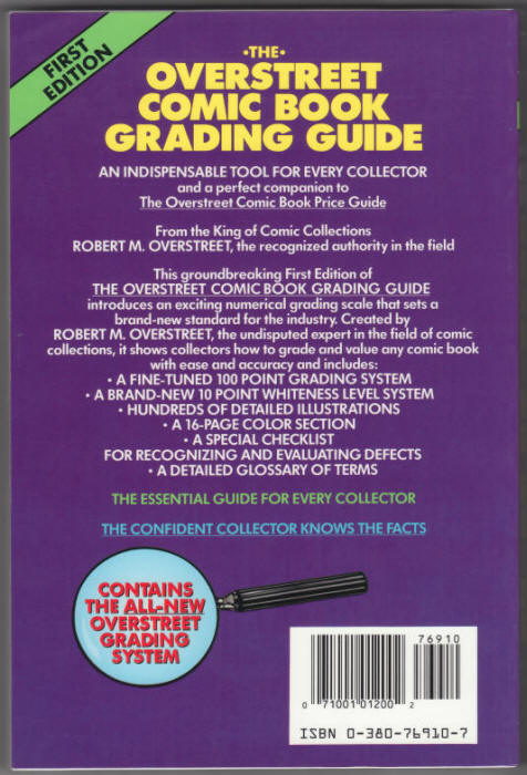 Overstreet Comic Book Grading Guide back cover