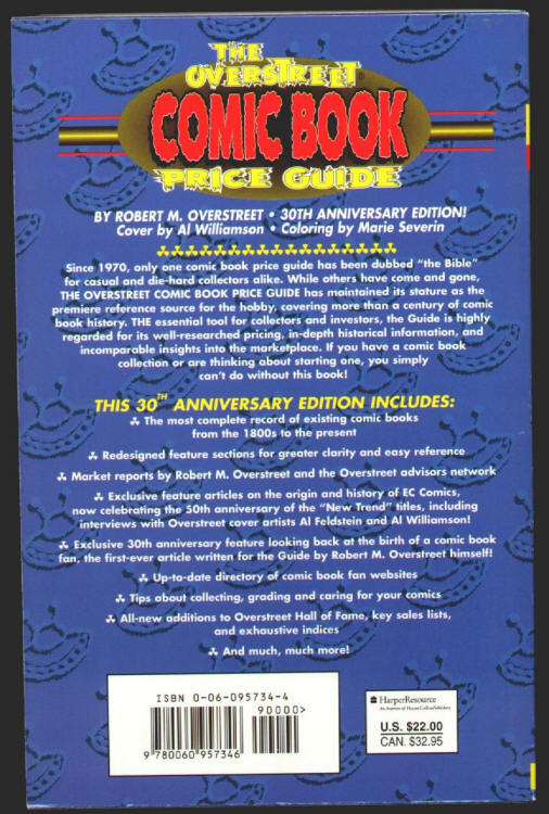 Overstreet Comic Book Price Guide #30 back cover