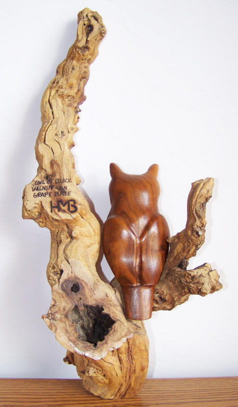 Black Walnut Owl Carving back