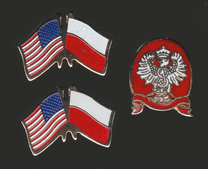 Poland Coat of Arms and USA-Poland Flag Lapel Pins
