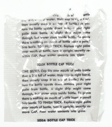 Soda Bottle Cap Trick Post Cereal Premium Instructions