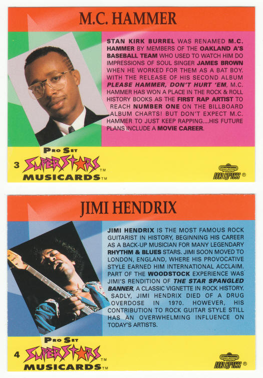 1991 Pro Set Super Stars MusiCards Promos