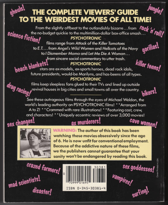 The Psychotronic Encyclopedia Of Film back cover