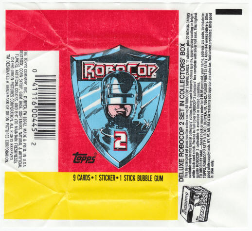 1990 Topps Robocop 2 Wax Pack Wrapper