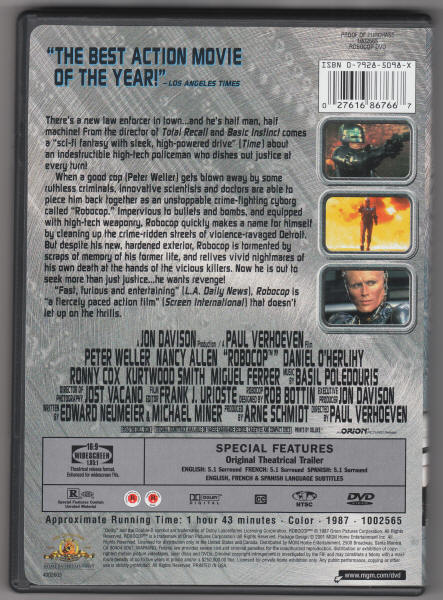 Robocop DVD back