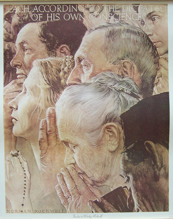 Norman Rockwell Freedom To Worship Litho