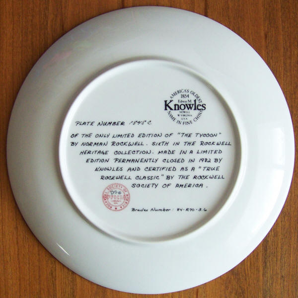 Rockwell Heritage Collection Tycoon Plate 6 back