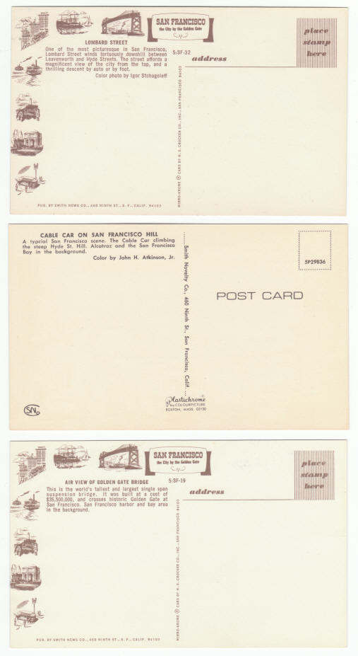 San Francisco 1960s Vintage Post Cards