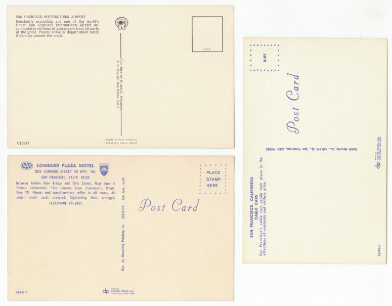 San Francisco 1960s Vintage Post Cards