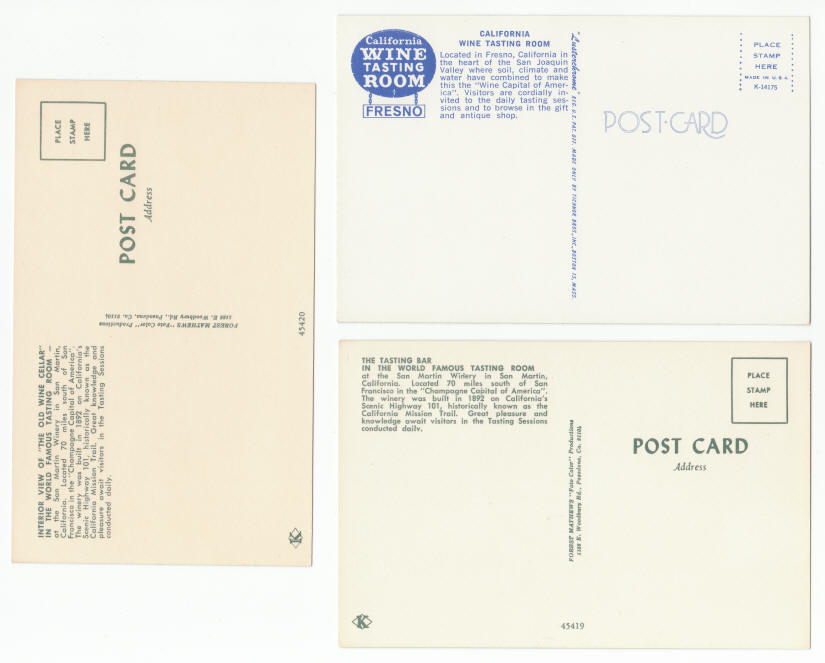 San Martin Winery California Post Cards