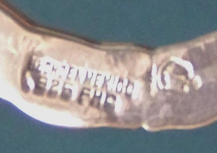 Sterling Silver Scarf Ring hallmark