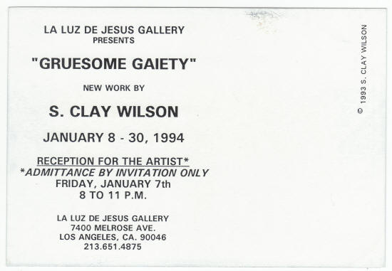 S Clay Wilson Gruesome Gaiety Promo Card back