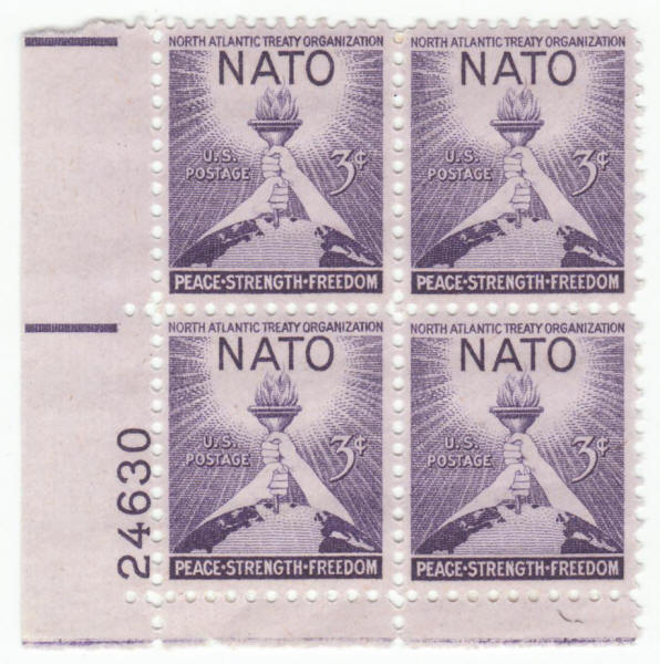 Scott #1008 NATO Plate Block