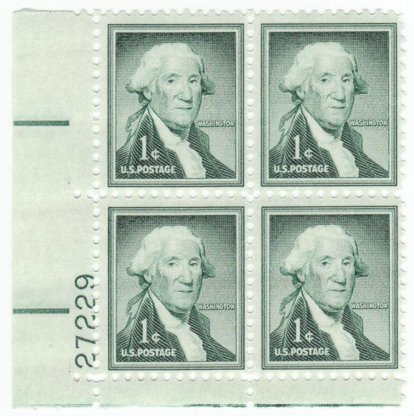 Scott #1031 George Washington Definitive Plate Block