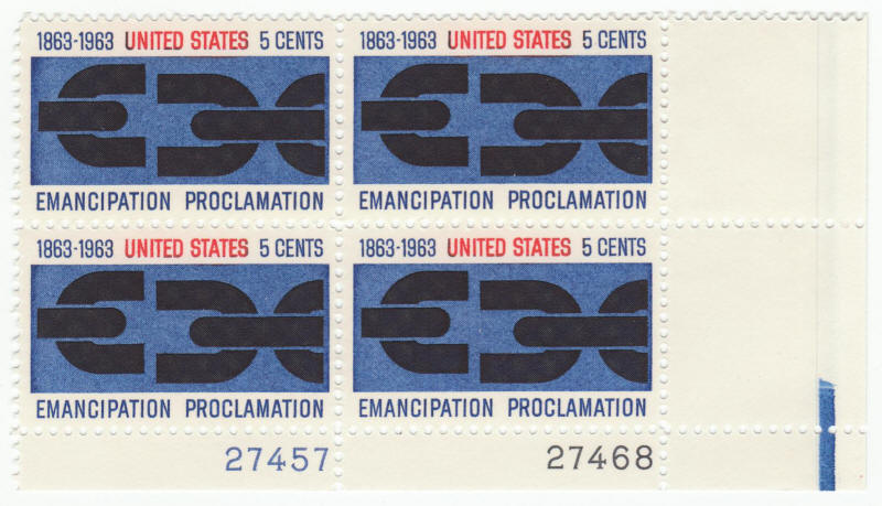 Scott #1233 Emancipation Proclamation Plate Block