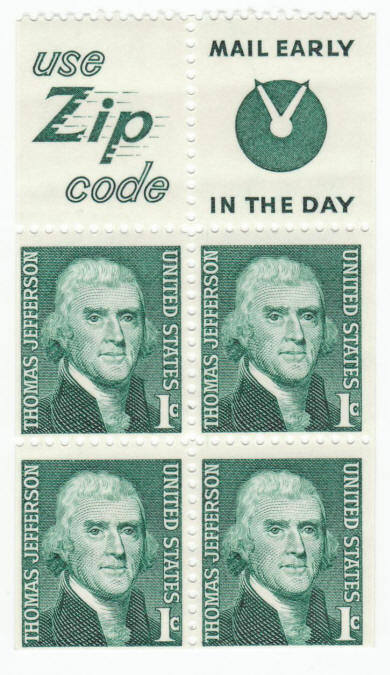 Scott #1278B Thomas Jefferson Booklet Pane