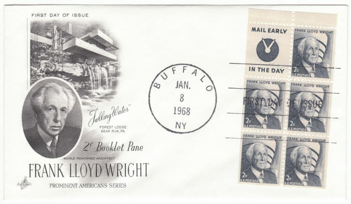 Scott 1280A Frank Lloyd Wright Booklet Pane First Day Cover