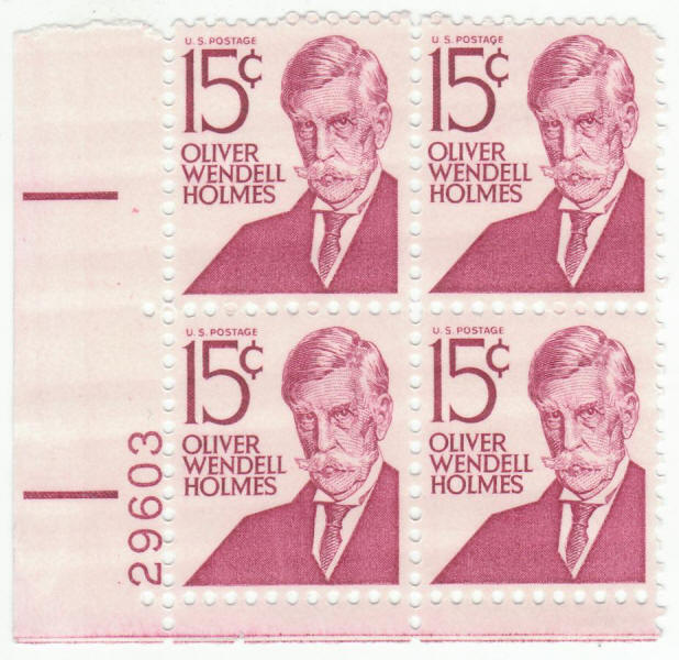 Scott #1288 Oliver Wendell Holmes Plate Block