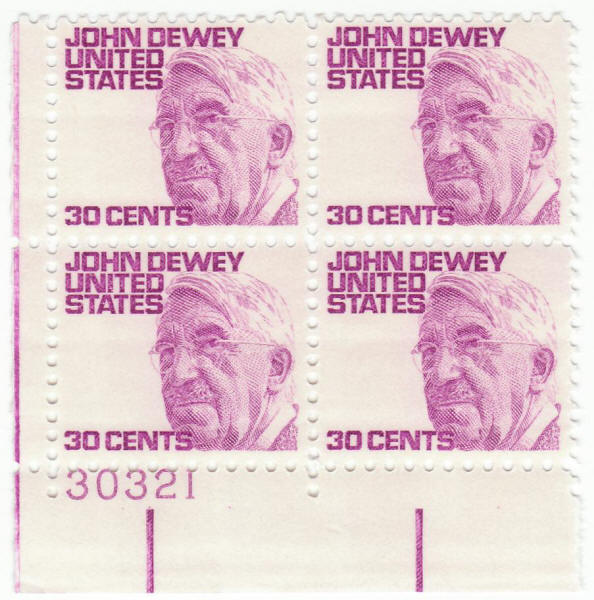 Scott #1291 John Dewey Plate Block