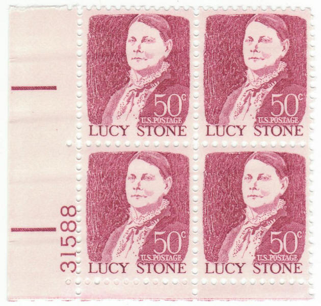 Scott #1293 Lucy Stone Plate Block