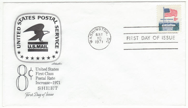 Scott #1338F Postal Rate Increase American Flag First Day Cover