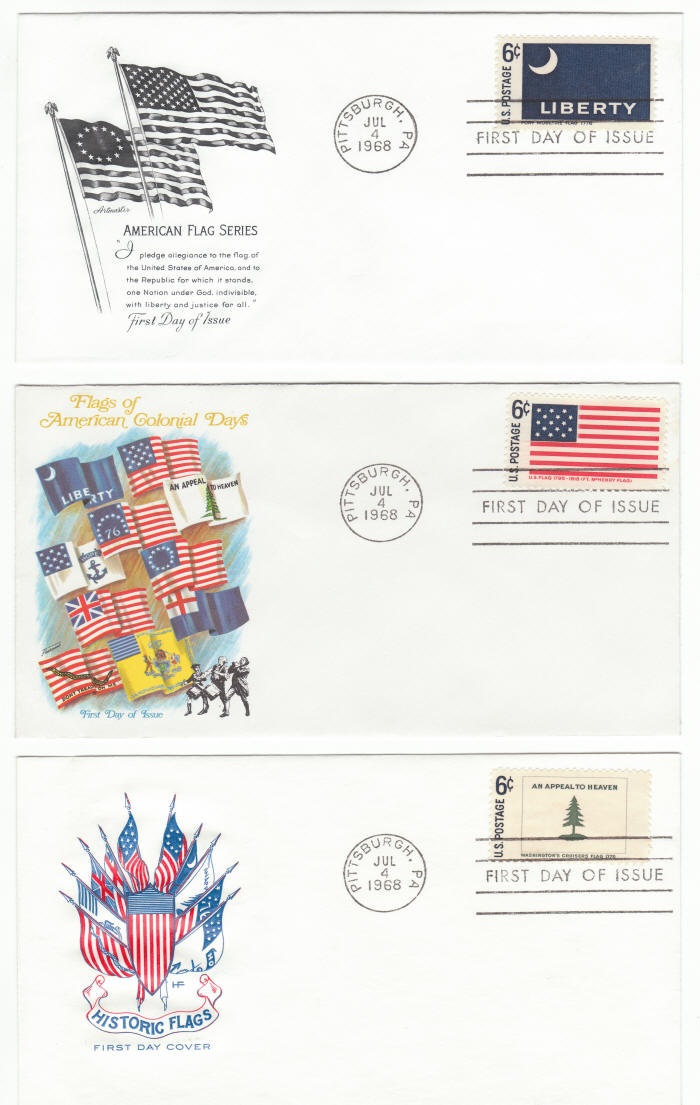 Scott #1345 1346 1347 Historic Flags First Day Covers